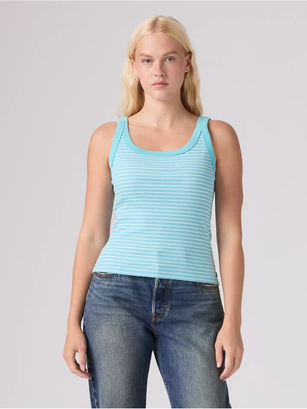 Levi's Light Blue & White Striped Tank Top - Women's